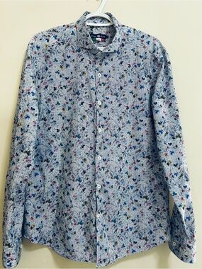 Stone Rose White Striped Shirt with Multicolor Floral Print